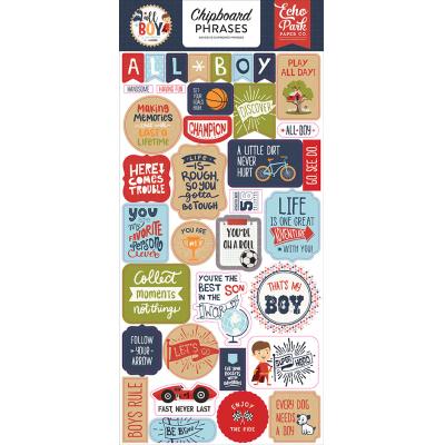 Echo Park All Boy Stickerbogen - Chipboard Phrases